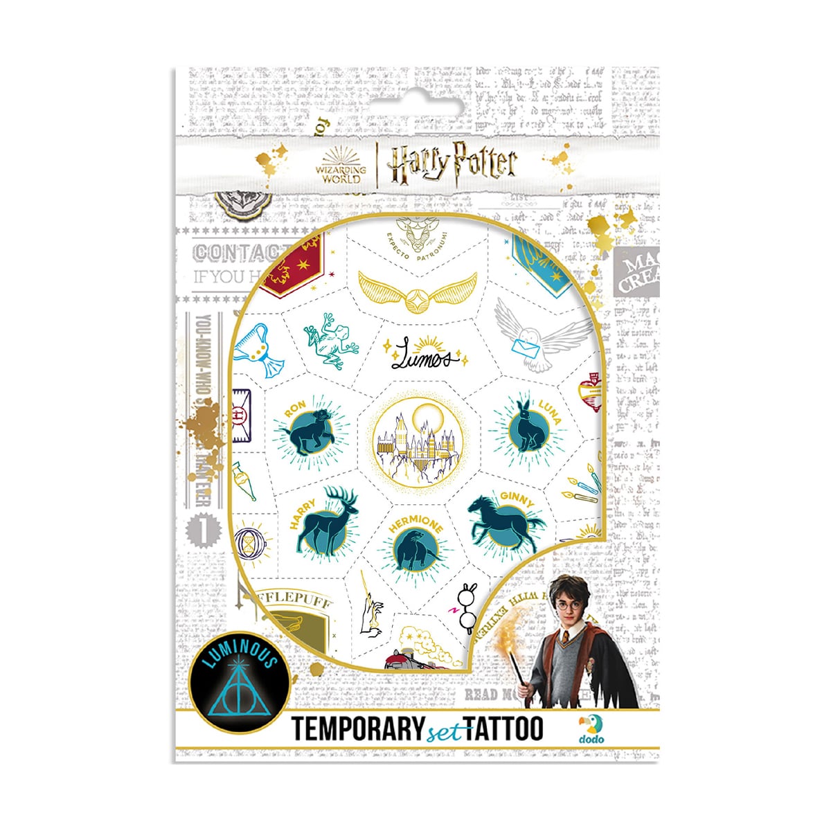Набір дитячих тимчасових татуювань DoDo Harry Potter Символи, 2 аркуші, від 3 років, 24*17 см (200505)